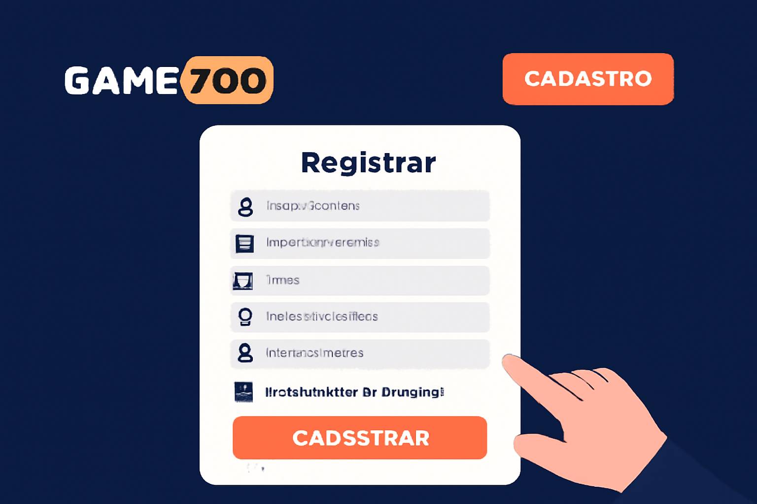 Não Perca tempo, o rRgistro na site Game700